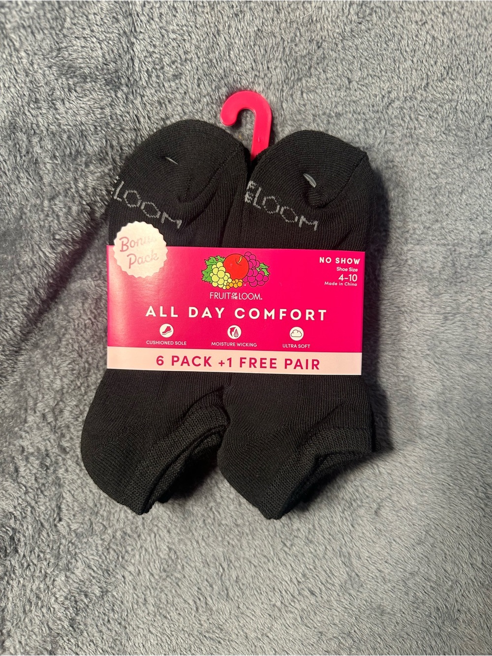 Fruit of the Loom Men’s No-Show Socks - Black (7 Pack)